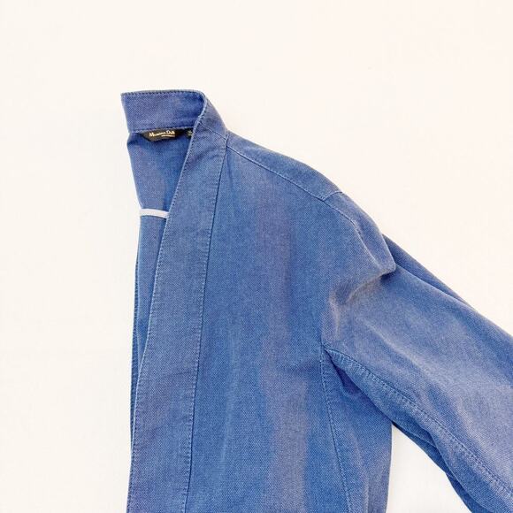 Massimo Duty Blue Blazer Belted Front Pockets Cotton Jacket Size M NWOT - Picture 7 of 7